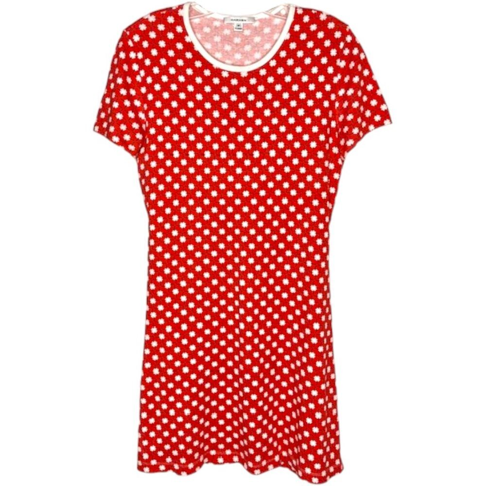 Carven Plaid & Clover Short Sleeved 100% Cotton Mini Dress - Red/White/Blue - M